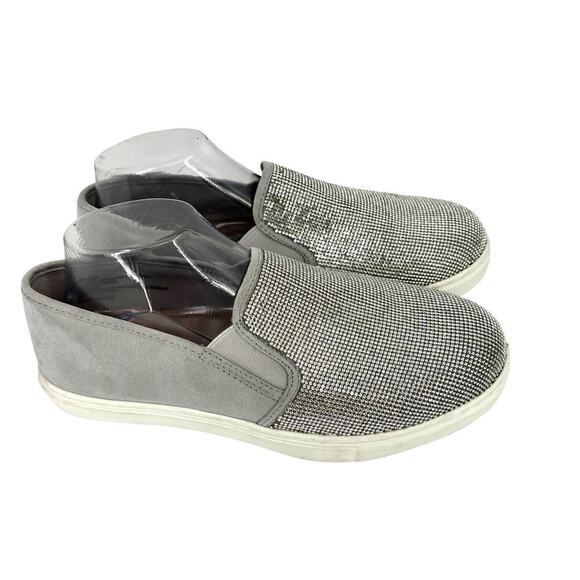 torrid Shoes - Torrid Embellished Slip On Sneakers Size 9 Wide Gray Silver Rhinestones FLAW